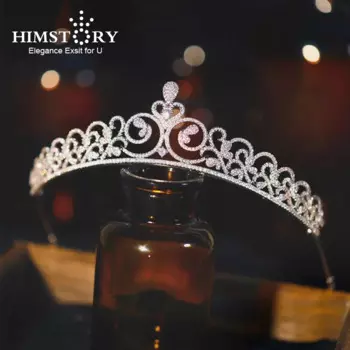 Женский свадебный головной убор Himstory, роскошный головной убор с кубическим цирконием, свадебные аксессуары для волос, Тиары на выпускной
