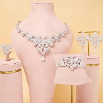 Женский Свадебный комплект из колье и серёг, с фианитом