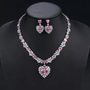Женский Свадебный комплект из колье и сердца, с фианитом