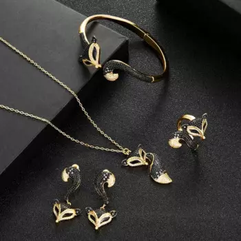 Женский Свадебный комплект из колье и серёг, с фианитом