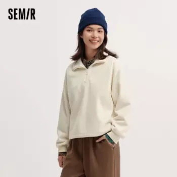 Женский свитер Semir из флиса с воротником-стойкой и рукавами реглан, новинка 2024, зимний свободный топ на шнурке