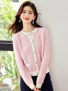 Женский свитер свободного покроя, повседневный мягкий вязаный кардиган с круглым вырезом, осень