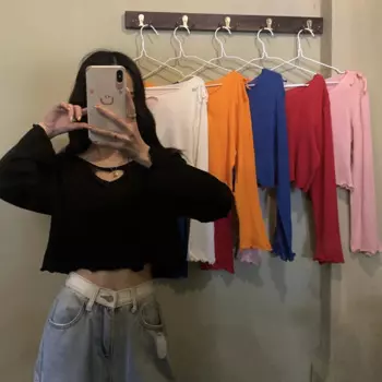 Женский свитер WERUERUYU, повседневные свободные пуловеры, джемперы с длинным рукавом, однотонный джемпер