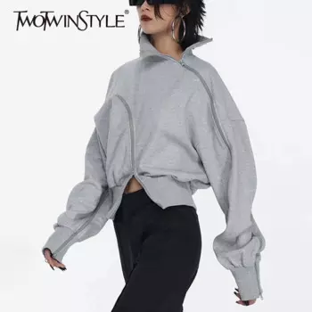 Женский свитшот на молнии TWOTWINSTYLE, с длинным рукавом