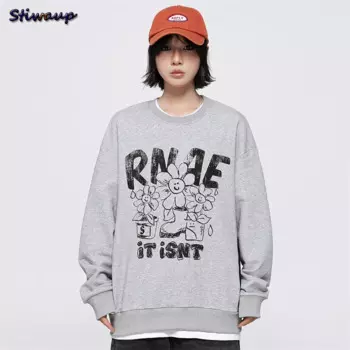 Женский свитшот с круглым вырезом, цельный свитшот с рисунком крошечного кролика в стиле аниме, Y2k, футболка с длинным рукавом и принтом