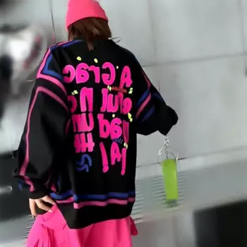 Женский свитшот свободного покроя, с буквенным принтом