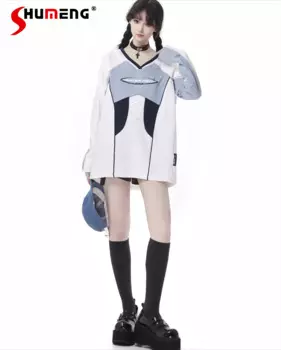 Женский свободный пуловер с V-образным вырезом, длинным рукавом