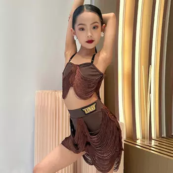 Женский танцевальный костюм с юбкой и бахромой, VBH43