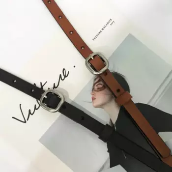 Женский тонкий ремень из воловьей кожи, простой и модный ремень из натуральной кожи в Корейском стиле, роскошный черный ремень