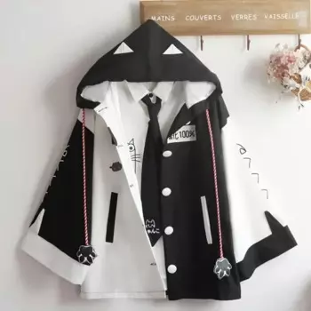 Женский топ, новинка 2023, унисекс, японская мода, с рукавами-колокольчиками, Студенческая накидка с демоном, свободная ветровка с капюшоном и ушками, женская одежда