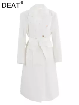 Женский тренчкот с поясом DEAT, серый асимметричный тренчкот с длинным рукавом, на шнуровке, в стиле пэчворк, осень 2024