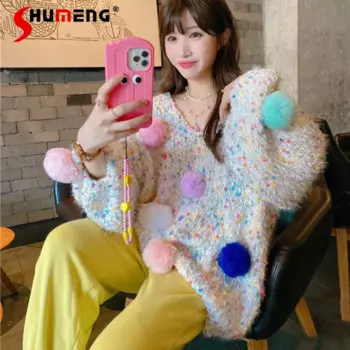 Женский трикотажный джемпер с V-образным вырезом и длинными рукавами