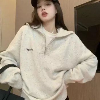 Женский трикотажный джемпер в Корейском стиле, в стиле оверсайз