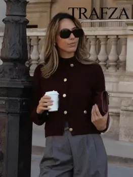 Женский трикотажный кардиган с длинным рукавом и карманами