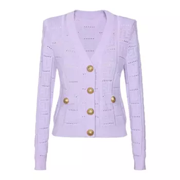 Женский трикотажный кардиган с длинным рукавом и V-образным вырезом