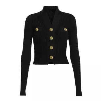 Женский трикотажный кардиган с длинным рукавом и V-образным вырезом