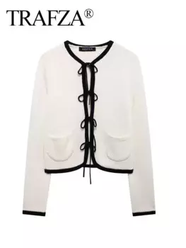 Женский трикотажный кардиган с длинным рукавом и V-образным вырезом