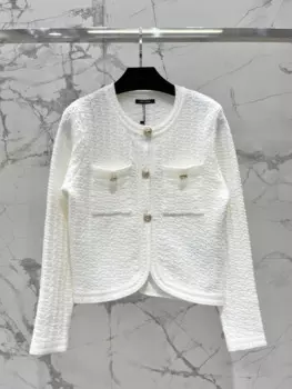 Женский трикотажный кардиган с карманами и круглым вырезом