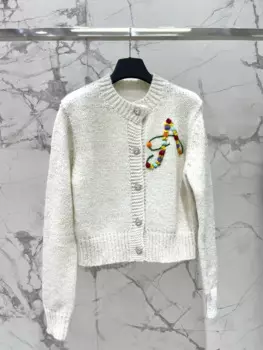 Женский трикотажный кардиган с круглым вырезом, на осень/зиму