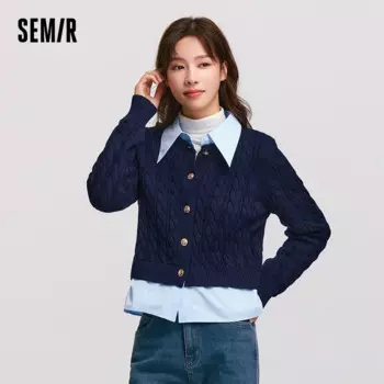 Женский трикотажный кардиган с отложным воротником, на зиму