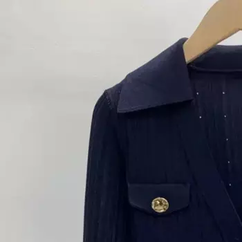 Женский трикотажный кардиган с V-образным вырезом и длинным рукавом