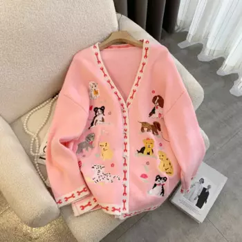 Женский трикотажный кардиган с V-образным вырезом, на осень и зиму