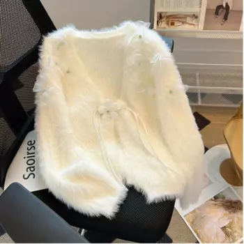 Женский трикотажный кардиган с V-образным вырезом и длинным рукавом