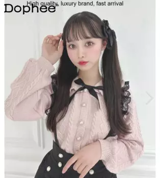 Женский трикотажный кардиган с воротником-лодочкой и бантом