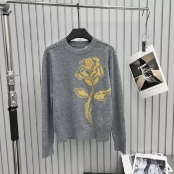 Женский трикотажный пуловер с длинным рукавом и круглым вырезом