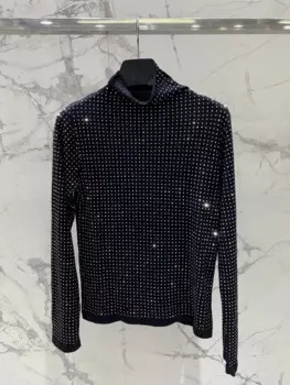 Женский трикотажный пуловер с длинным рукавом и ложным воротником