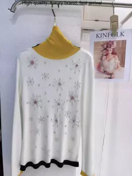 Женский трикотажный пуловер с длинным рукавом, Осень-зима