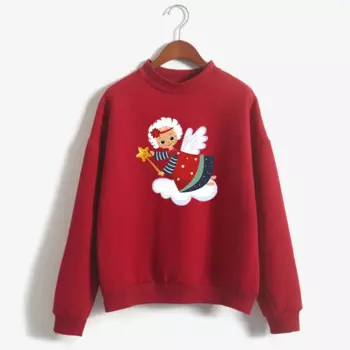 Женский трикотажный пуловер с круглым вырезом и надписью