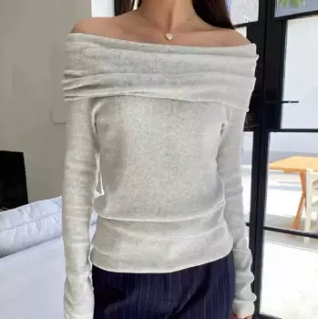 Женский трикотажный пуловер с круглым вырезом, полурукавом