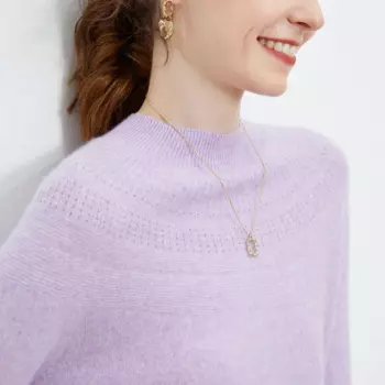 Женский трикотажный пуловер с круглым вырезом, с круглым вырезом