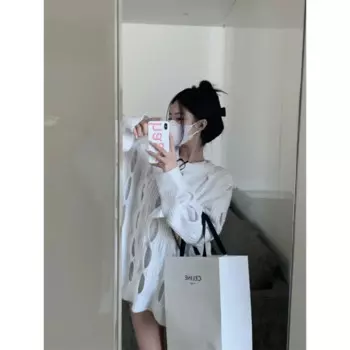 Женский трикотажный пуловер с круглым вырезом, свободного покроя