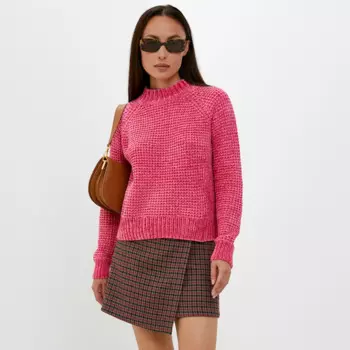 Женский трикотажный пуловер с ложным воротником и длинными рукавами