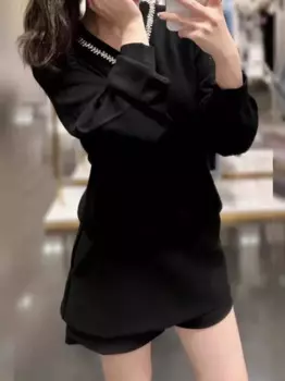 Женский трикотажный пуловер с V-образным вырезом и длинным рукавом