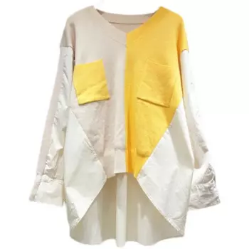 Женский трикотажный пуловер с V-образным вырезом