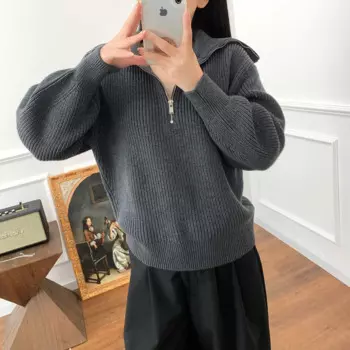 Женский трикотажный свитер на молнии, с длинным рукавом