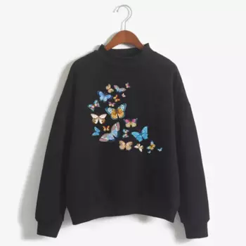 Женский трикотажный свитшот с круглым вырезом и цветочным принтом