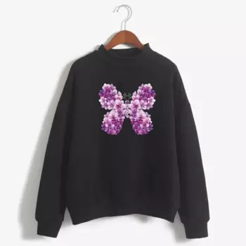 Женский трикотажный свитшот с круглым вырезом и цветочным принтом