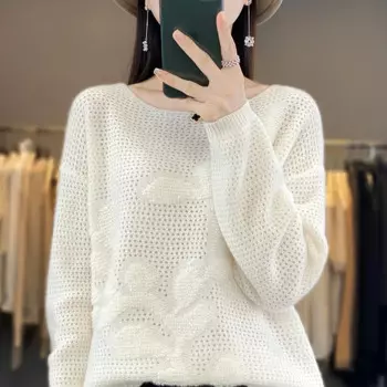 Женский трикотажный Свободный пуловер с длинным рукавом