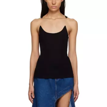 Женский трикотажный топ в рубчик, футболка без рукавов с круглым вырезом и невидимыми лямками, Y2k, весна-лето 2024