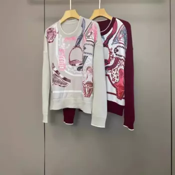 Женский Универсальный пуловер с принтом, кашемировый свитер с длинным рукавом, Осень-зима 2024