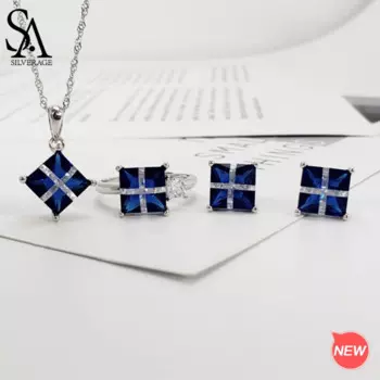 Женский ювелирный комплект из колье и серёг, из серебра 925 пробы