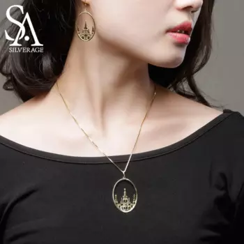 Женский ювелирный комплект из колье и серёг, из серебра 925 пробы