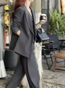 Женский весенне-осенний костюм-тройка с жилетом без рукавов, повседневная куртка и длинные брюки для офиса и поездок