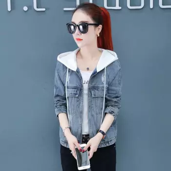 Женский винтажный Кардиган с длинным рукавом размера плюс, джинсовая куртка с капюшоном, женская джинсовая куртка бойфренда, верхняя одежда для осени