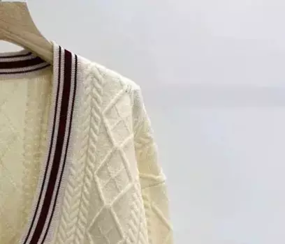 Женский винтажный кардиган с V-образным вырезом и длинным рукавом