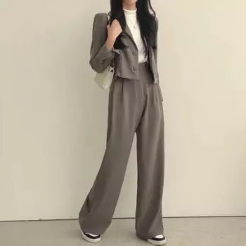 Женский винтажный Костюм Insozkdg, свободный брючный Костюм с завышенной талией, Женский офисный Костюм, одежда